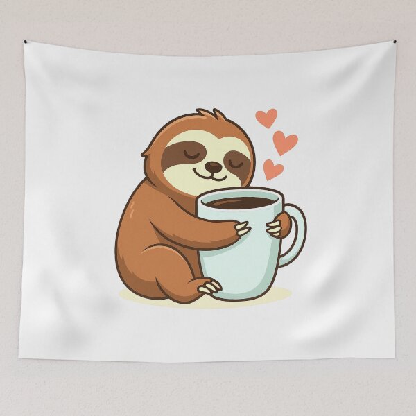 Item preview, Cute Sloth Hugging Big Coffee Cup designed and sold by KPArtzaaany.