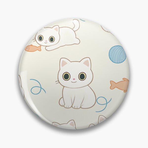 Item preview, Little cute white cat with fish and toys  designed and sold by JannymyGallery.