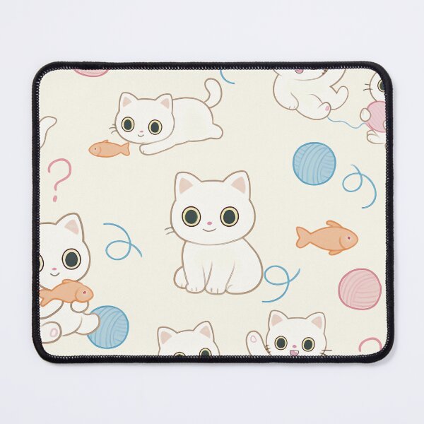 Item preview, Little cute white cat with fish and toys designed and sold by JannymyGallery.