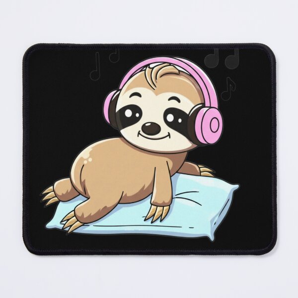 Item preview, Kawaii Chibi Sloth Listening to Music – Cute Relaxing Sloth Cartoon Illustration designed and sold by ColorSplash123.