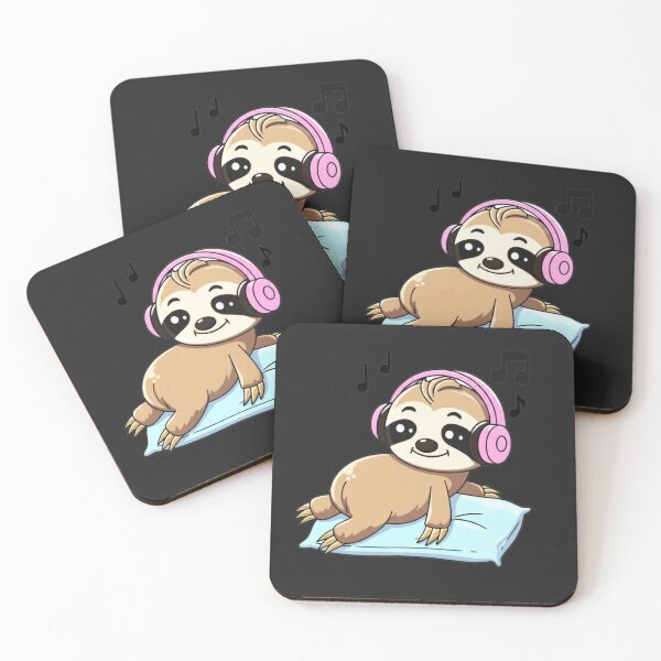Item preview, Kawaii Chibi Sloth Listening to Music – Cute Relaxing Sloth Cartoon Illustration designed and sold by ColorSplash123.