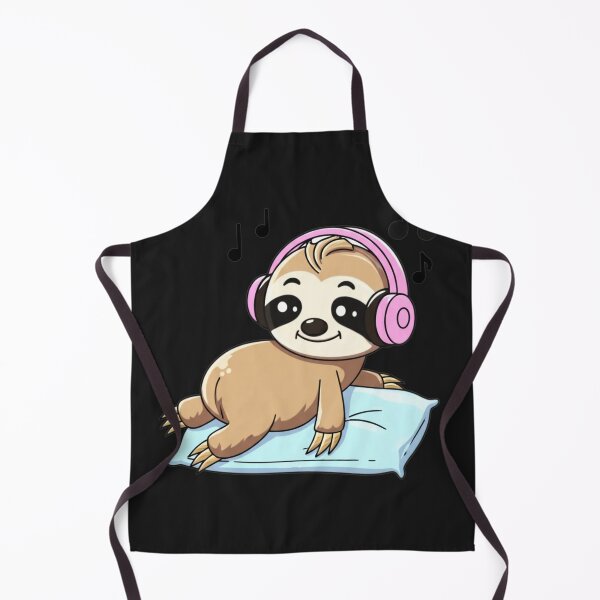 Item preview, Kawaii Chibi Sloth Listening to Music – Cute Relaxing Sloth Cartoon Illustration designed and sold by ColorSplash123.