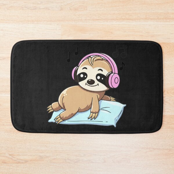 Item preview, Kawaii Chibi Sloth Listening to Music – Cute Relaxing Sloth Cartoon Illustration designed and sold by ColorSplash123.