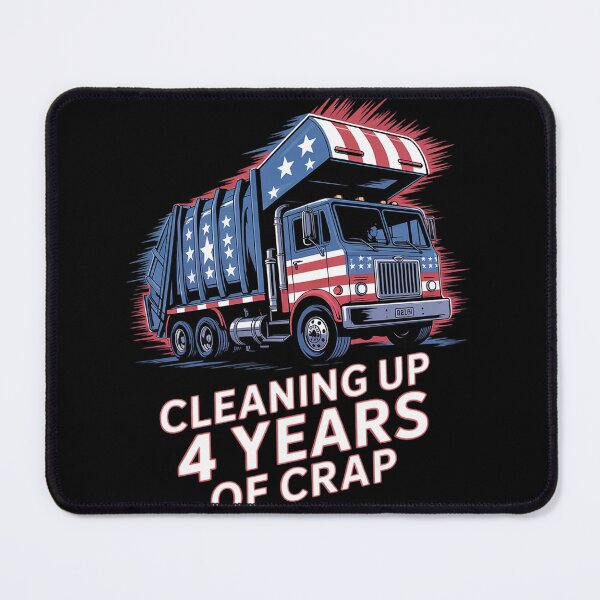 Item preview, Cleaning Up 4 Year Of Crap Trump Garbage America Flag designed and sold by Charidana.