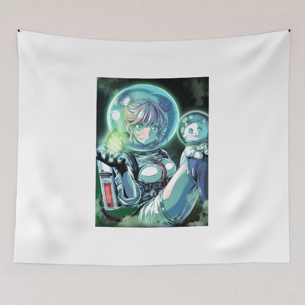 Item preview, Retro Anime Cosmonaut Waifu with Cat – 90s Space Aesthetic designed and sold by AirForceTuan.
