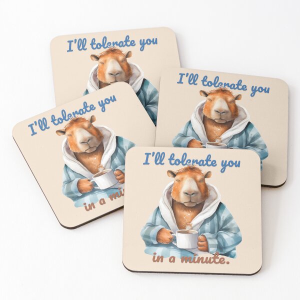 Item preview, Sleepy Capybara with Coffee Cup designed and sold by ColorTherapy.