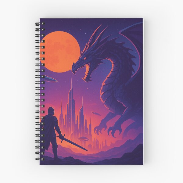 Item preview, "Epic Fantasy and Sci-Fi Battle: Knight, Dragon, and Futuristic City" designed and sold by SlamPrint.
