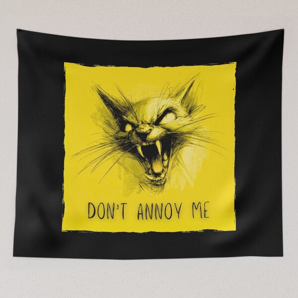 Item preview, Don't annoy me, yellow artwork with angry cat designed and sold by silent-violin.