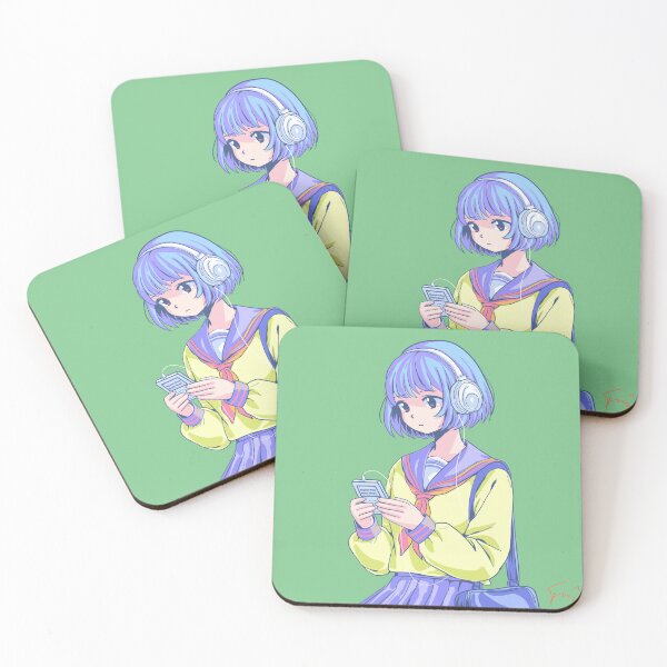 Item preview, Retro Anime Schoolgirl Listening to Music – 80s Vibes designed and sold by AirForceTuan.