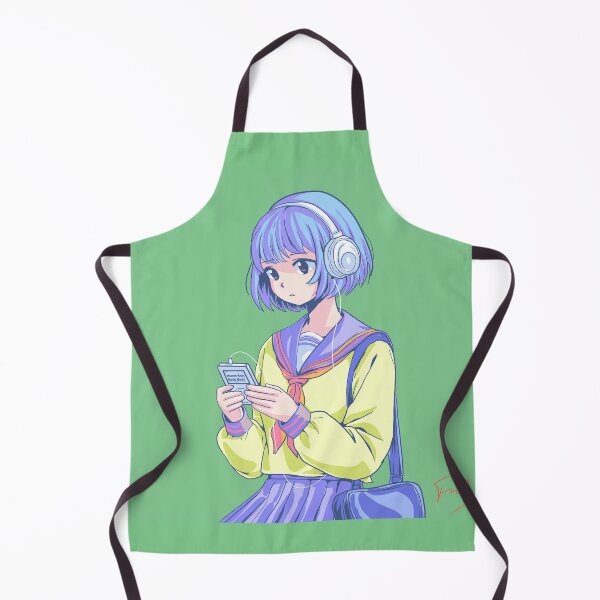 Item preview, Retro Anime Schoolgirl Listening to Music – 80s Vibes designed and sold by AirForceTuan.