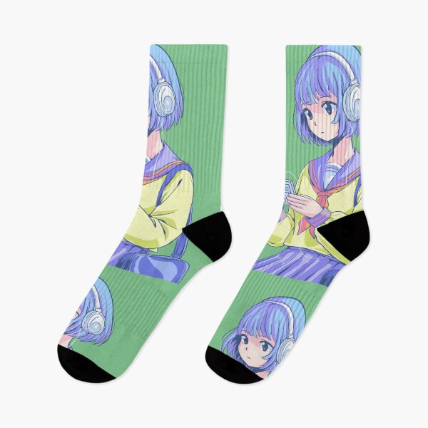 Item preview, Retro Anime Schoolgirl Listening to Music – 80s Vibes designed and sold by AirForceTuan.