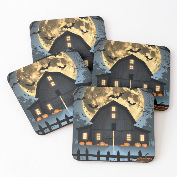 Item preview, Moonlit Barn Silhouettes – Cottagecore Halloween Night designed and sold by Deezyned.