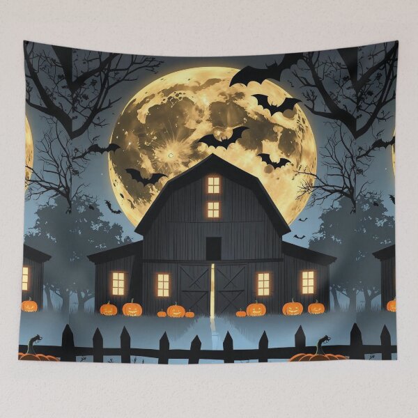 Item preview, Moonlit Barn Silhouettes – Cottagecore Halloween Night designed and sold by Deezyned.