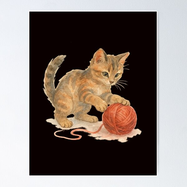 Item preview, “Bundle of Joy: Watercolor Cat at Play” designed and sold by Tadeusz1.