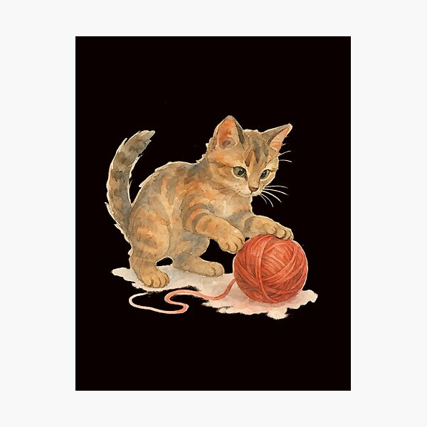 Item preview, “Bundle of Joy: Watercolor Cat at Play” designed and sold by Tadeusz1.
