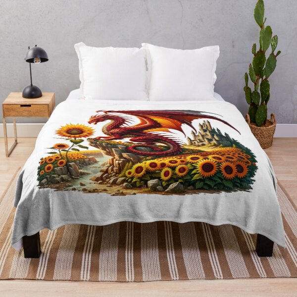 Item preview, Fantasy Dragon and Sunflowers designed and sold by Eiwaprints.