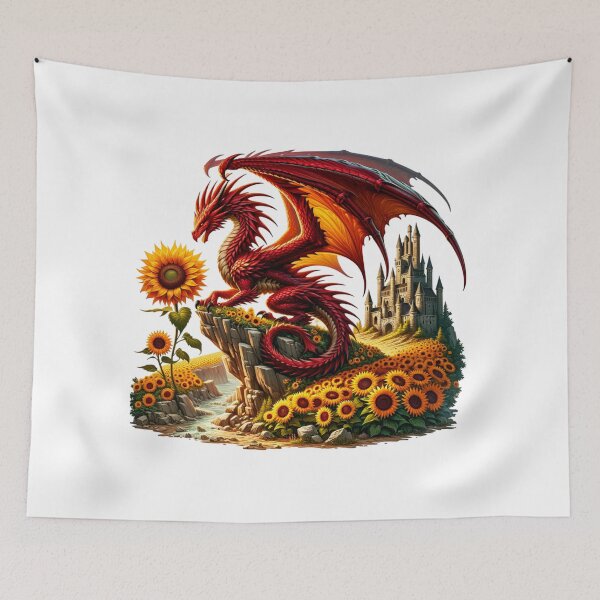 Item preview, Fantasy Dragon and Sunflowers designed and sold by Eiwaprints.