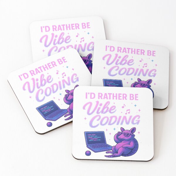 Item preview, I'd Rather Be Vibe Coding – Neon Armadillo Retro Tech Design designed and sold by AlamoArtifactory.