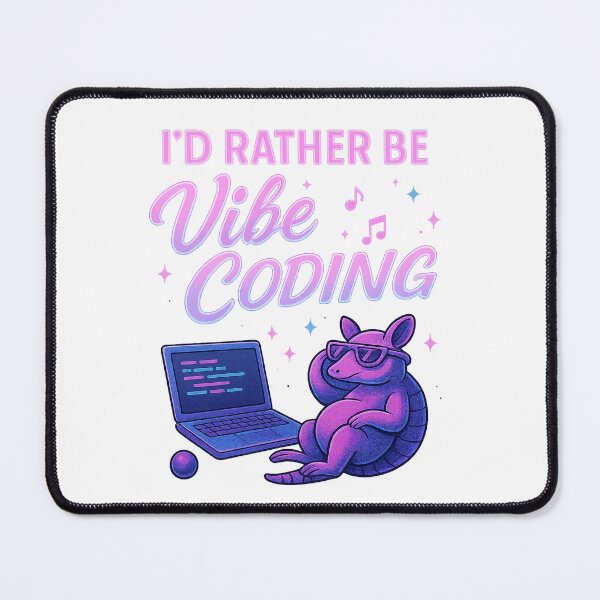 Item preview, I'd Rather Be Vibe Coding – Neon Armadillo Retro Tech Design designed and sold by AlamoArtifactory.