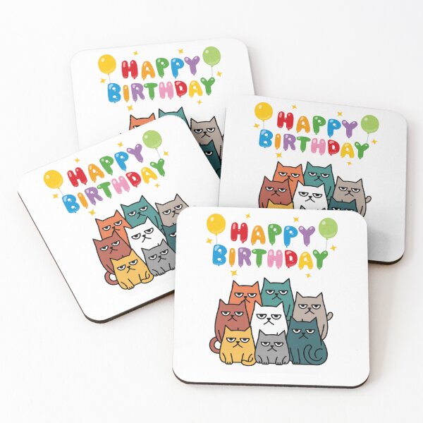 Item preview, Happy Birthday Cats – Cute Kawaii Cat Party Design designed and sold by WanDee2025.