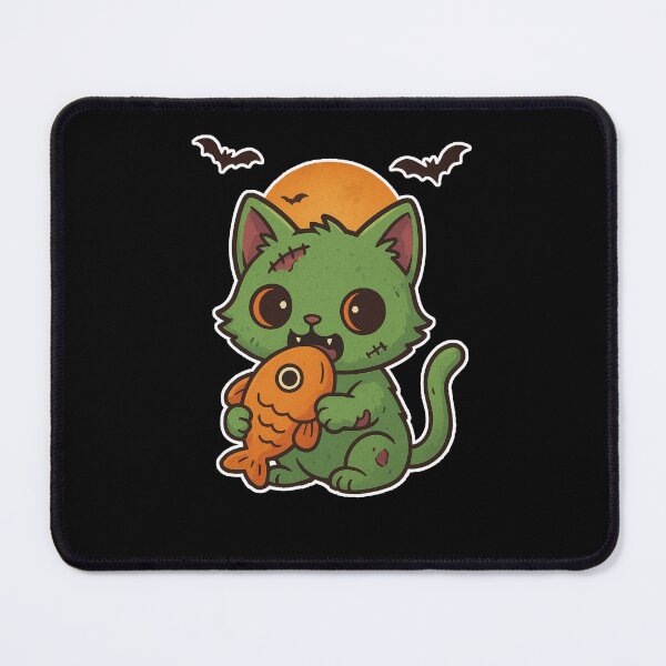 Item preview, Kawaii Zombie Cat Halloween – Cute Spooky Fish Bite Design designed and sold by Whirl & Swirl.