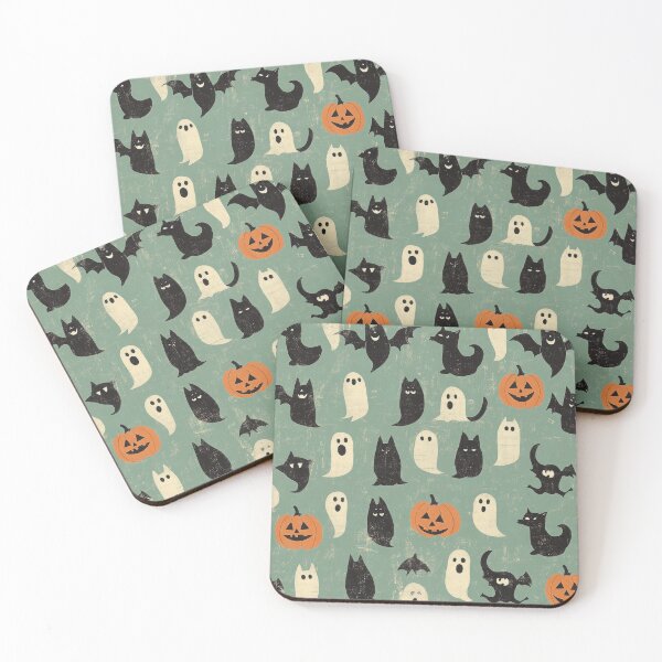 Item preview, Halloween green pattern with pumpkins and spooky bats  designed and sold by cocomelon168.