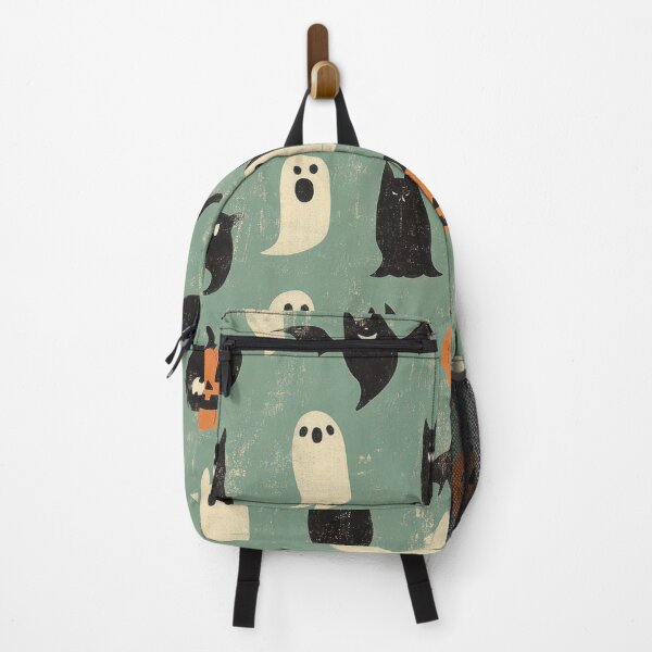 Item preview, Halloween green pattern with pumpkins and spooky bats designed and sold by cocomelon168.