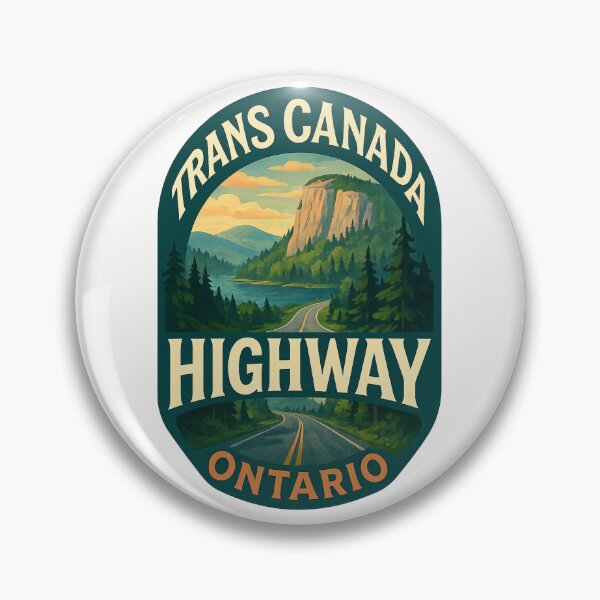 Artikelvorschau, Ontario Trans Canada Highway durch Klippen und Kiefern entworfen und verkauft von Places On Earth.