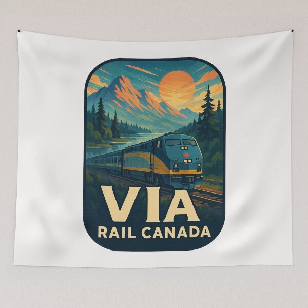 Item preview, VIA Rail Canada Locomotive in Mountain Valley designed and sold by Places On Earth.