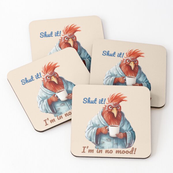 Item preview, Moody Rooster Illustration with Coffee Cup designed and sold by ColorTherapy.