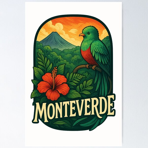 Item preview, Monteverde Costa Rica with Volcano and Hibiscus designed and sold by Places On Earth.