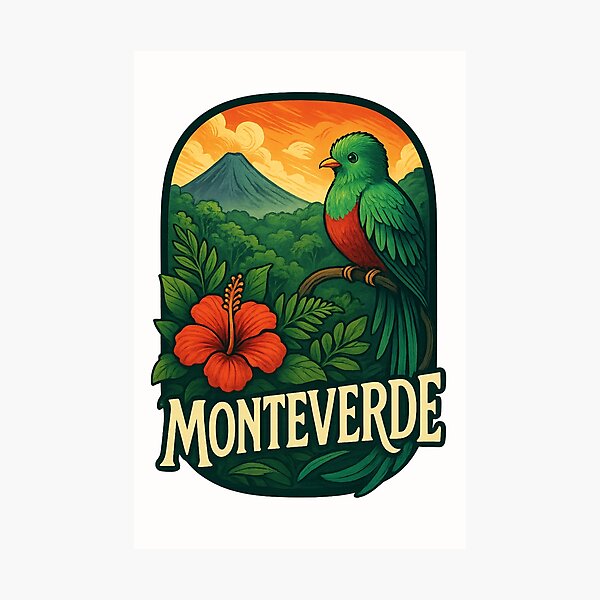 Item preview, Monteverde Costa Rica with Volcano and Hibiscus designed and sold by Places On Earth.