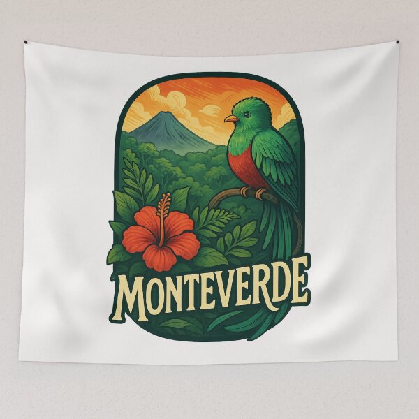 Item preview, Monteverde Costa Rica with Volcano and Hibiscus designed and sold by Places On Earth.