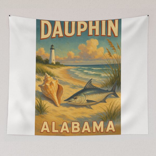Item preview, Dauphin Island Alabama Beach with Fish and Shell designed and sold by Places On Earth.