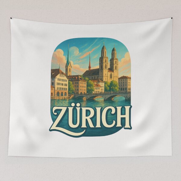 Item preview, Zürich Switzerland Riverfront and Historic Churches designed and sold by Places On Earth.