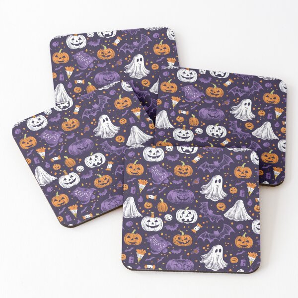 Item preview, Halloween purple orange spooky pumpkin seamless pattern - bats and pumpkin  designed and sold by cocomelon168.