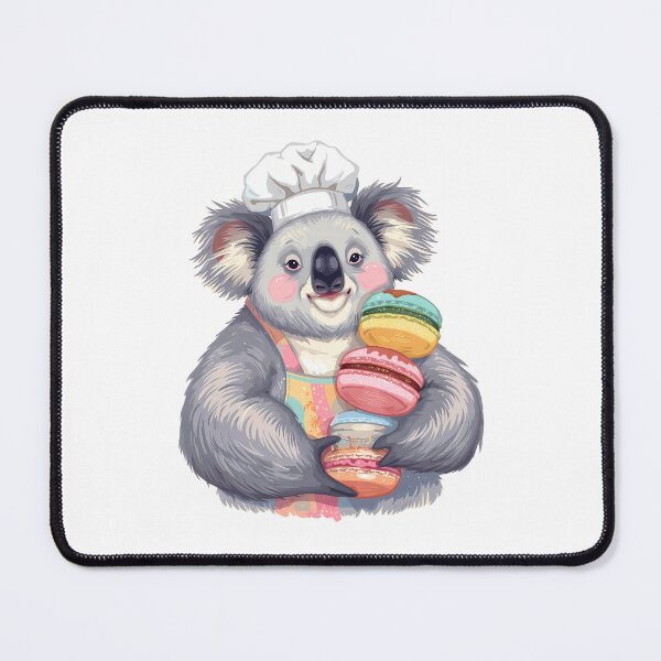 Item preview, Chubby Kawaii Koala Chef with Colorful Macarons designed and sold by PawxelArt.