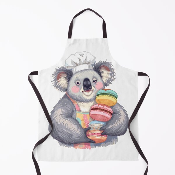 Item preview, Chubby Kawaii Koala Chef with Colorful Macarons designed and sold by PawxelArt.