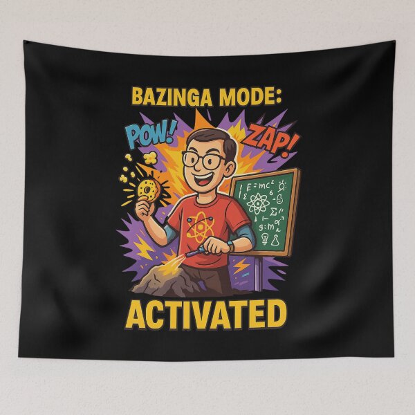 Item preview, Bazinga Mode: Activated – Funny Science Geek Cartoon designed and sold by WittyLabs.