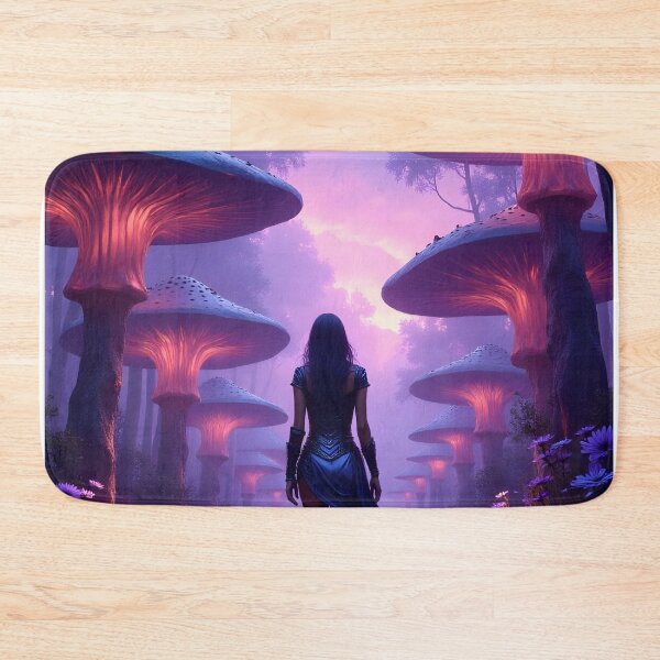 Item preview, Enchanted Pathway Through the Luminescent Mushroom Forest designed and sold by oanaunciuleanu.