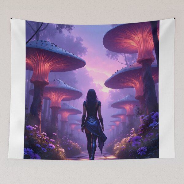 Item preview, Enchanted Pathway Through the Luminescent Mushroom Forest designed and sold by oanaunciuleanu.