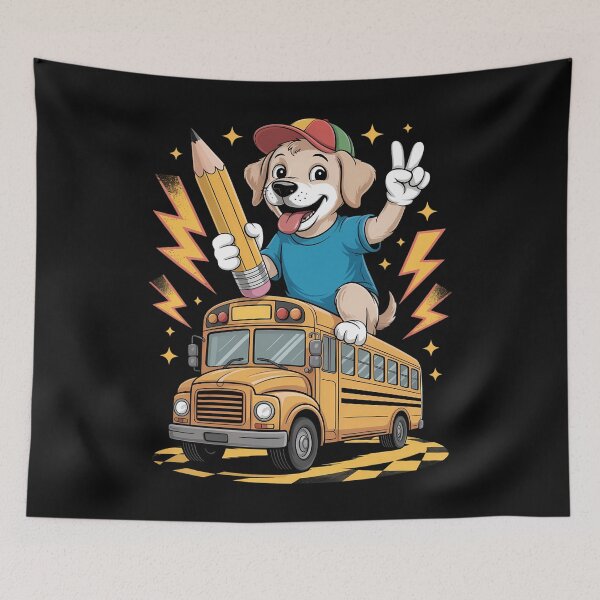 Item preview, Cute Dog Back to School Bus Cartoon Illustration designed and sold by ArtByKatti.