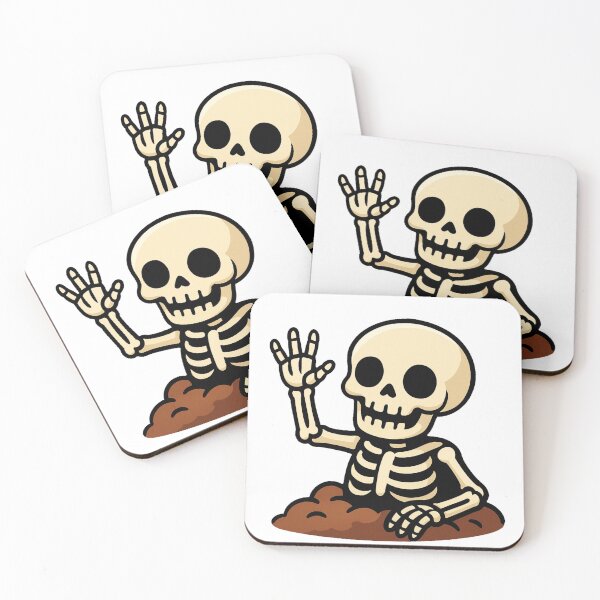 Item preview, Halloween Skeleton Cartoon Rising from Grave Spooky Cute Scary Funny Bone Character Creepy Horror Clipart Design Illustration designed and sold by Mimoshi ⭐⭐⭐⭐⭐.
