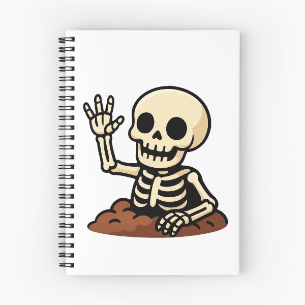 Item preview, Halloween Skeleton Cartoon Rising from Grave Spooky Cute Scary Funny Bone Character Creepy Horror Clipart Design Illustration designed and sold by Mimoshi ⭐⭐⭐⭐⭐.