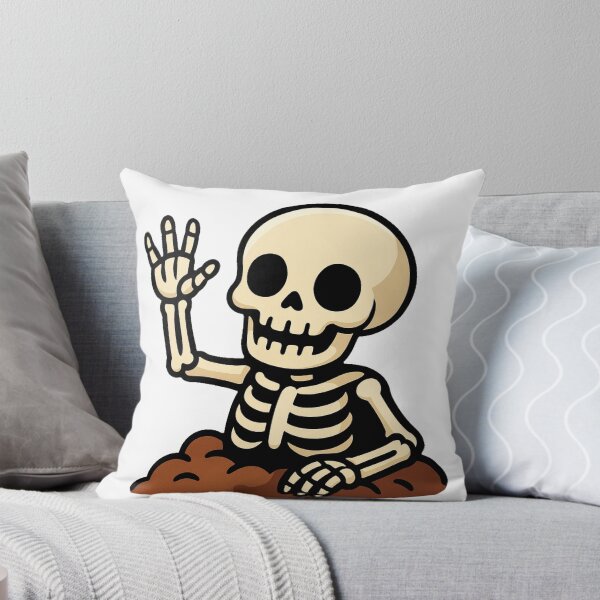 Item preview, Halloween Skeleton Cartoon Rising from Grave Spooky Cute Scary Funny Bone Character Creepy Horror Clipart Design Illustration designed and sold by Mimoshi ⭐⭐⭐⭐⭐.