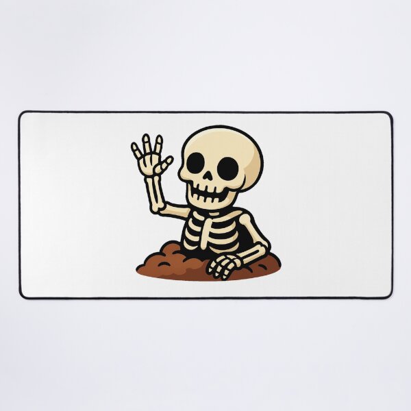 Item preview, Halloween Skeleton Cartoon Rising from Grave Spooky Cute Scary Funny Bone Character Creepy Horror Clipart Design Illustration designed and sold by Mimoshi ⭐⭐⭐⭐⭐.