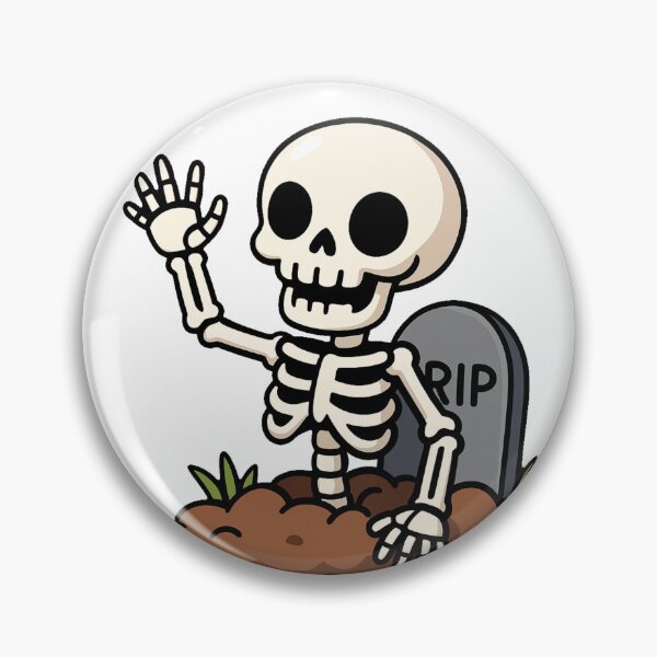 Item preview, Halloween Skeleton Rising from Grave RIP Tombstone Spooky Cartoon Cute Creepy Funny Scary Graveyard Horror Clipart Design designed and sold by Mimoshi ⭐⭐⭐⭐⭐.