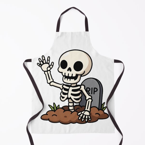 Item preview, Halloween Skeleton Rising from Grave RIP Tombstone Spooky Cartoon Cute Creepy Funny Scary Graveyard Horror Clipart Design designed and sold by Mimoshi ⭐⭐⭐⭐⭐.
