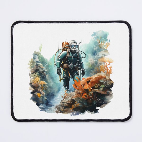 Item preview, Scuba Diver on Coral Reef – Underwater Adventure Design designed and sold by pixeldizajn.