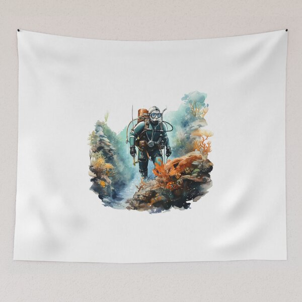 Item preview, Scuba Diver on Coral Reef – Underwater Adventure Design designed and sold by pixeldizajn.